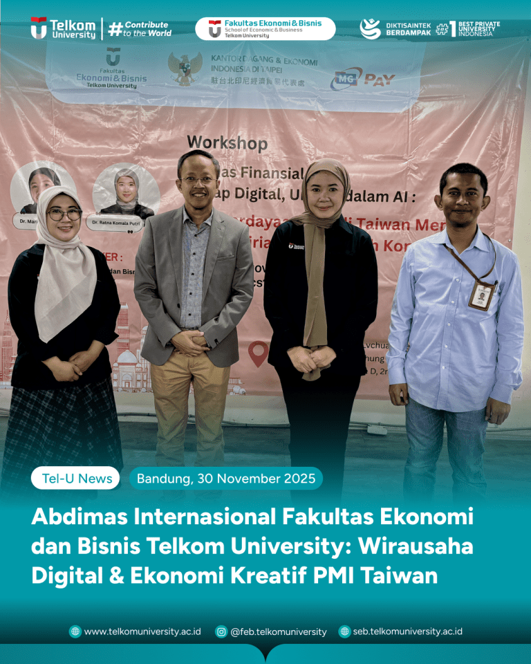 Foto bersama dalam rangka Abdimas Internasional Fakultas Ekonomi dan Bisnis Telkom University: Wirausaha Digital & Ekonomi Kreatif PMI Taiwan